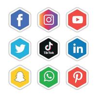 Social Media flache Icons Technologie, Netzwerk. Hintergrund-Gruppe Smiley-Gesicht-Verkauf. teilen, mögen, vektorillustration twitter, youtube, whatsapp, snapchat, facebook, instagram, tick tack, tok vektor