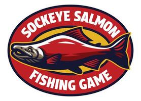 sockeye lax fisk maskot logotyp illustration vektor