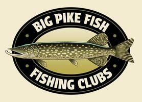 Jahrgang Design von Pike Fisch Abzeichen vektor