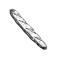 grafisk illustration av baguette . svart och vit skiss på en vit bakgrund. lämplig för logotyp, bageri design, omslag papper vektor