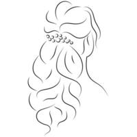 de silhuett av kvinnors ansikte och frisyr. ikon för stylister design, logotyp, eller företag kort. illustration i de stil av skiss, linje konst, minimalism vektor