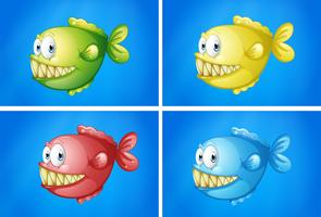 Fisch in vier Farben vektor
