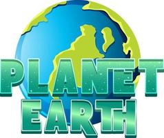 Planetenerde-Wort-Logo-Design mit Jupiter-Planeten vektor