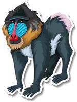 Mandrill Affe Tier Cartoon Aufkleber vektor