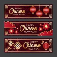 gott kinesiskt nytt år med röd lykta prydnad vektor
