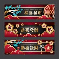gong xi fa cai gott kinesiskt nytt år banderoller vektor