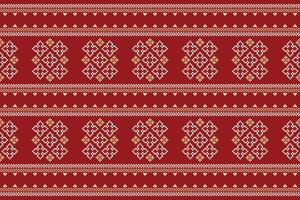 traditionell ethnisch Motive Ikat geometrisch Stoff Muster Kreuz Stich.ikat Stickerei ethnisch orientalisch Pixel rot Hintergrund. abstrakt, Illustration. Textur, Weihnachten, Dekoration, Tapete. vektor