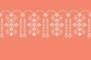 ethnisch geometrisch Stoff Muster Kreuz Stich.ikat Stickerei ethnisch orientalisch Pixel Muster Rose Rosa Gold Hintergrund. abstrakt, Illustration. Textur, Kleidung, Schal, Dekoration, Seide Hintergrund. vektor