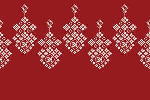 traditionell ethnisch Motive Ikat geometrisch Stoff Muster Kreuz Stich.ikat Stickerei ethnisch orientalisch Pixel rot Hintergrund. abstrakt, Illustration. Textur, Weihnachten, Dekoration, Tapete. vektor