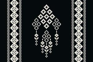 traditionell schwarz ethnisch Motive Ikat geometrisch Stoff Muster Kreuz Stich.ikat Stickerei ethnisch orientalisch Pixel schwarz Hintergrund. Abstrakt, Illustration. Textur, Dekoration, Tapete. vektor