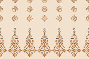 traditionell etnisk motiv ikat geometrisk tyg mönster korsa stitch.ikat broderi etnisk orientalisk pixel brun grädde bakgrund. abstrakt, illustration. textur, halsduk, dekoration, tapeter. vektor