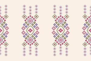 traditionell ethnisch Motive Ikat geometrisch Stoff Muster Kreuz Stich.ikat Stickerei ethnisch orientalisch Pixel braun Sahne Hintergrund. abstrakt, Illustration. Textur, Schal, Dekoration, Tapete. vektor