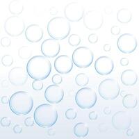 Blau Seife Wasser Luftblasen schwebend auf Weiß Hintergrund vektor