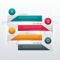 vier Schritte bunt Infografik Design zum Daten Visualisierung und Arbeitsablauf Diagramme vektor