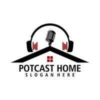 podcast Hem logotyp design illustration vektor