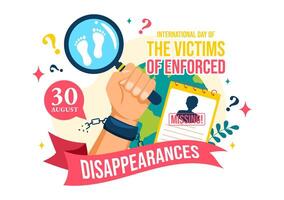internationell dag av de offer av tvingas försvinnanden illustration på augusti 30 med saknas person eller förlorat människor i platt bakgrund vektor