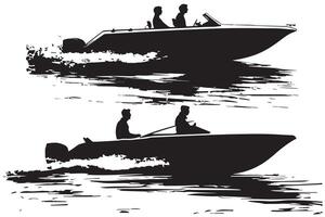 körning hastighet båt svart silhuett vektor