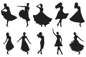 Silhouetten von Tanzen Mode Mädchen vektor