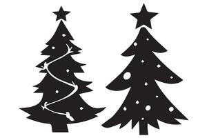 schwarz Silhouette einstellen Weihnachten Baum vektor