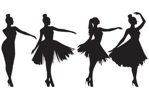 Silhouetten von Tanzen Mädchen Gruppe vektor