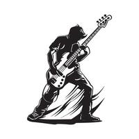 Bass Spieler Silhouette Bilder auf Weiß Hintergrund vektor