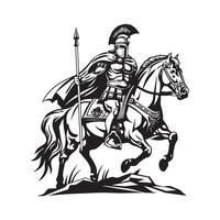 spartansk och häst illustration logotyp design silhuett stock bild vektor