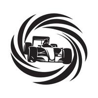 formel ett tävlings bil logotyp isolerat på vit bakgrund stock bild vektor