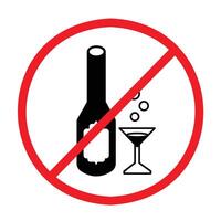 Nej alkohol tillåten tecken ikon illustration isolerat på fyrkant vit bakgrund. enkel platt affisch tecken grafisk design för grafik teckning. vektor