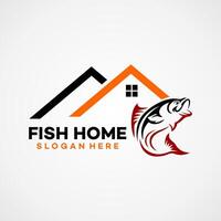Fisch Haus Logo Design Vorlage vektor