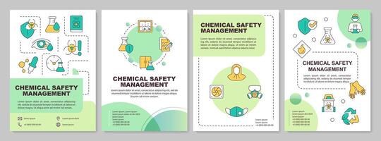 kemisk säkerhet förvaltning grön cirkel broschyr mall. folder design med linjär ikoner. redigerbar 4 layouter för presentation, årlig rapporter vektor