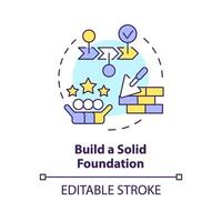 bauen solide Stiftung multi Farbe Konzept Symbol. Schritte zu Start gemeinnützig Organisation. strategisch Planung. runden gestalten Linie Illustration. abstrakt Idee. Grafik Design. einfach zu verwenden im Artikel vektor