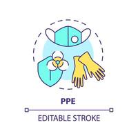 ppe multi Farbe Konzept Symbol. persönlich schützend Ausrüstung. Risiko Bewertung, industriell Hygiene. runden gestalten Linie Illustration. abstrakt Idee. Grafik Design. einfach zu verwenden Präsentation, Artikel vektor