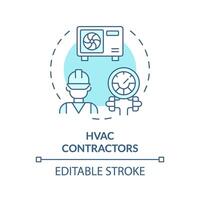 hvac Auftragnehmer Sanft Blau Konzept Symbol. Fachmann Ingenieur. Instandhaltung und Reparatur. runden gestalten Linie Illustration. abstrakt Idee. Grafik Design. einfach zu verwenden im Werbung Material vektor