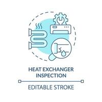 värme växlare inspektion mjuk blå begrepp ikon. rör undersökning. hvac systemet diagnostik. runda form linje illustration. abstrakt aning. grafisk design. lätt till använda sig av i PR material vektor