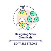 Entwerfen sicherer Chemikalien multi Farbe Konzept Symbol. Grün Chemie, Toxizität die Ermäßigung. runden gestalten Linie Illustration. abstrakt Idee. Grafik Design. einfach zu verwenden Präsentation, Artikel vektor