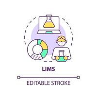 lims multi Farbe Konzept Symbol. Labor Information Management, Stichprobe Verfolgung. persönlich Schutz. runden gestalten Linie Illustration. abstrakt Idee. Grafik Design. einfach zu verwenden Präsentation, Artikel vektor