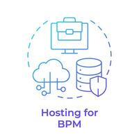 Hosting zum bpm Blau Gradient Konzept Symbol. Wolke Computing Sicherheit. Daten Verschlüsselung. runden gestalten Linie Illustration. abstrakt Idee. Grafik Design. einfach zu verwenden im Infografik, Artikel vektor