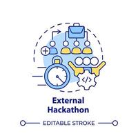 extern hackathon mång Färg begrepp ikon. öppen innovation. offentlig händelse. tech händelse. runda form linje illustration. abstrakt aning. grafisk design. lätt till använda sig av i PR material vektor