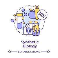 Synthetik Biologie multi Farbe Konzept Symbol. genetisch Maschinenbau. Essen Wissenschaft. organisch Chemie. runden gestalten Linie Illustration. abstrakt Idee. Grafik Design. einfach zu verwenden im Präsentation vektor