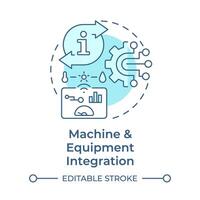 Maschine und Ausrüstung Integration Sanft Blau Konzept Symbol. Maschinen Kontrolle, Clever Herstellung. runden gestalten Linie Illustration. abstrakt Idee. Grafik Design. einfach zu verwenden im Infografik, Artikel vektor