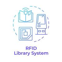 rfid Bibliothek System Blau Gradient Konzept Symbol. Benutzer Service, Einstufung Organisation. runden gestalten Linie Illustration. abstrakt Idee. Grafik Design. einfach zu verwenden im Infografik, Blog Post vektor