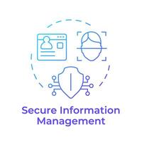 sichern Information Verwaltung Blau Gradient Konzept Symbol. Digital Sicherheit, Daten Privatsphäre. runden gestalten Linie Illustration. abstrakt Idee. Grafik Design. einfach zu verwenden im Infografik, Blog Post vektor