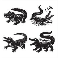 krokodil silhuett ikon grafisk logotyp design vektor