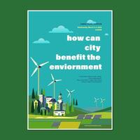 eco och grön energi begrepp urban landskap affisch och flygblad mall vektor