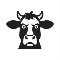 Kuh - - ein besorgt Kuh mit gefurcht Braue und Ängstlich Augen Illustration vektor