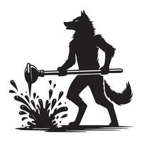 Wolf Silhouette - - ein Klempner Wolf Illustration im schwarz und Weiß vektor