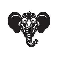 elefant silhuett - humoristisk elefant ansikte illustration på en vit bakgrund vektor