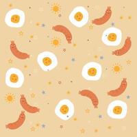 ägg och korv frukost mönster för tapet, yta design och tyg mönster vektor