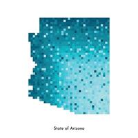 isolerat geometrisk illustration med isig blå område av usa, stat av arizona Karta. pixel konst stil för nft mall. enkel färgrik logotyp med lutning textur vektor