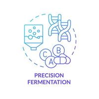 Präzision Fermentation Blau Gradient Konzept Symbol. pharmazeutische Industrie, Essen Produktion. runden gestalten Linie Illustration. abstrakt Idee. Grafik Design. einfach zu verwenden im Artikel, Blog Post vektor